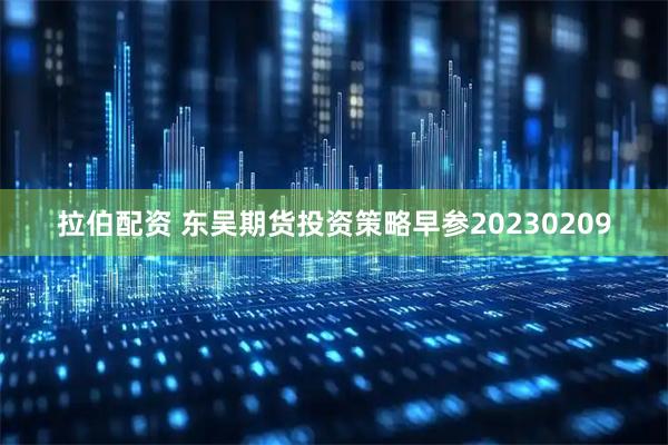 拉伯配资 东吴期货投资策略早参20230209